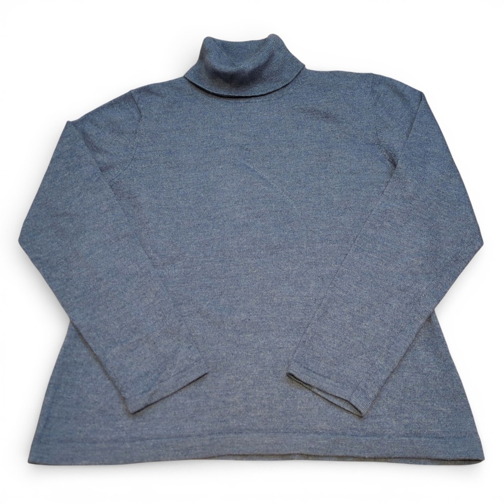Girl's Lands' End Wool Silk Cashmere Turtleneck Size 14-16 Large‎ Blue Cozy